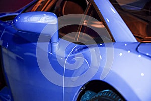 Side car mirror close-up.