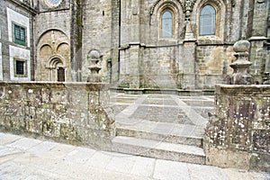 The yard in front of cathedral of Tui in Pontevedra photo