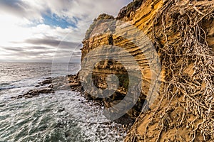 Side of Cliff with Ocean and Cloudy Sky, Sunset Cliffs