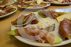 A side closeup of mediterran food on a plate