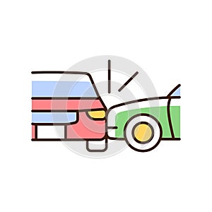 Side collision RGB color icon