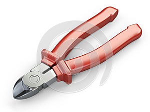 Side cutters with red insulated rubber grips for electrical work