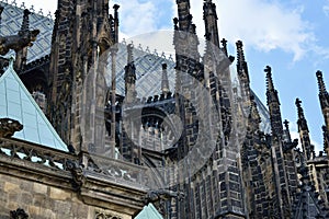 Side Detail of St Vitus Cathedral with Flying Buttresses