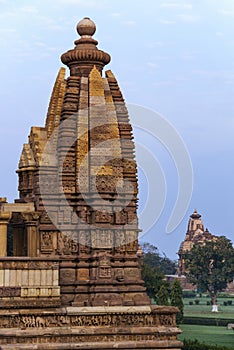 Side dome of Hindu temple in India's Khajuraho.