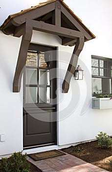 Side entrance of new modern desert home