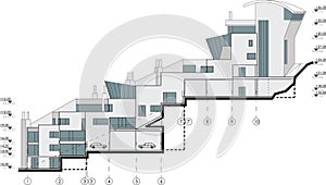 Side facade building drawing