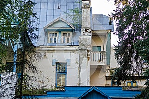 Side facade with windows and balconies of Fedorovâ€™s house in Vorobyevo estate