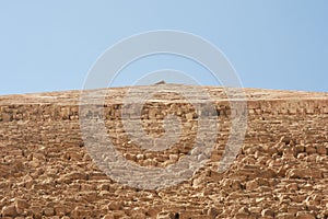 Side and faced top of  Pyramid of Khafre also read as Khafra, Khefren or of Chephren is the second-tallest and second-largest of photo