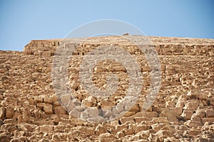 Side and faced top of  Pyramid of Khafre also read as Khafra, Khefren or of Chephren is the second-tallest and second-largest of photo