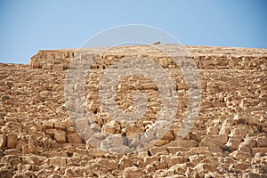 Side and faced top of  Pyramid of Khafre also read as Khafra, Khefren or of Chephren is the second-tallest and second-largest of