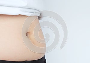 Side of Fat body belly paunch , diabetic risk factor photo