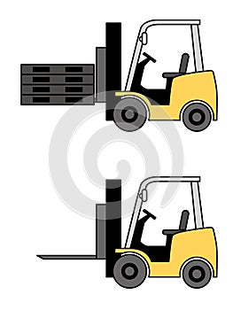 Side of forklift. with or without pallet