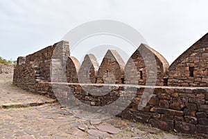Side Fortification stone wall of Raisen Fort, Fort was built-in 11th Century AD, Madhya Pradesh