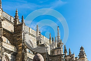 Side of the gothic cathedral of Astorga