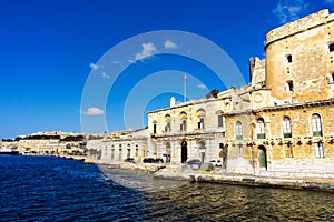 Side of the Grand Harbour in Valletta, Malta