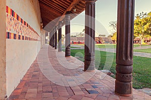 Side hall with arcades, church Saint Francis Xavier, jesuit missions in the region of Chiquitos, Bolivia