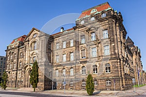 Side of the historic Staatskanzlei building in Dresden
