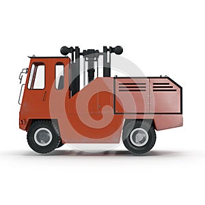 Side Loading Forklift Truck isolated on white 3D Illustration