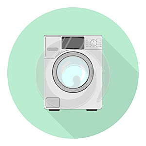 Side-loading washing machine flat icon with shadow