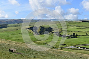 On side of Mam Tor looking to the hollow of Winnats Pass