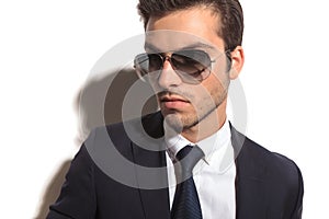 Side picture of a young business man's face