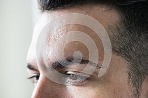 Side portrait of white man closeup on eyes