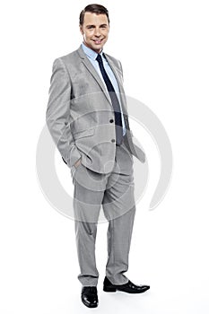 Side pose of casual business representative