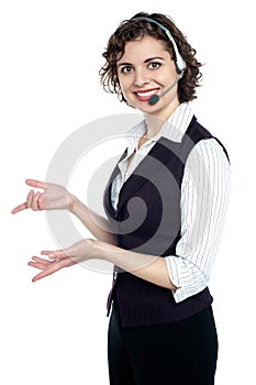 Side profile of a beautiful customer support executive