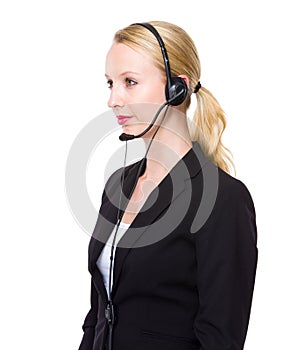 Side profile of call center operator