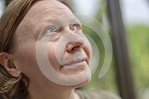 Side profile of a mature woman thinking