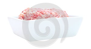 Side raw minced pork in rectagle bowl
