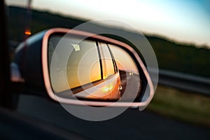 Side rear-view mirror on a car