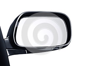 Side rear-view mirror on a car white background