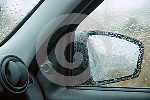 side rear-view mirror on a modern car