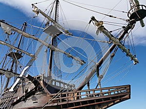 Side of the reconstruction of an old galeon