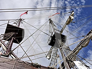 Side of the reconstruction of an old galeon