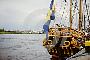 Side of the reconstruction of an old galeon