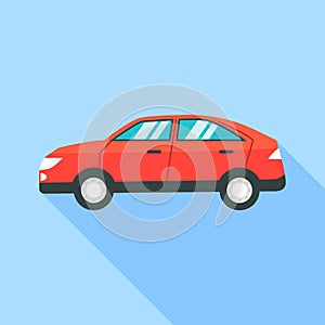 Side red car icon, flat style