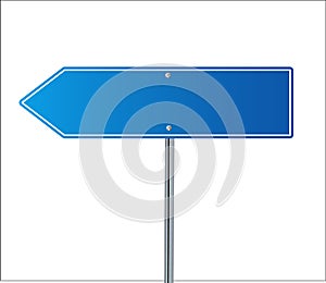 Side road blank blue sign. 3d illustration isolated on white background