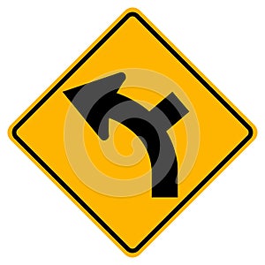 Side Road Junction On A Curve Left Symbol Sign, Vector Illustration, Isolated On White Background Label .EPS10