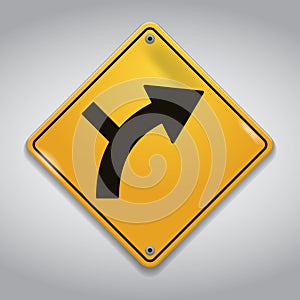 side road junction on a curve road sign. Vector illustration decorative design