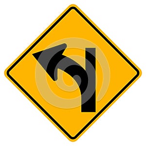 Side Road Junction Straight Head On A Curve Left Symbol Sign, Vector Illustration, Isolated On White Background Label .EPS10