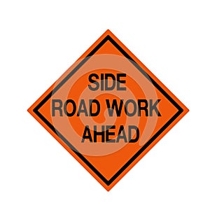 Side Road Work Ahead Traffic Road Sign ,Vector Illustration, Isolate On White Background Icon