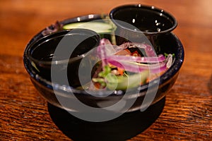 Side salad with oil and vinegar