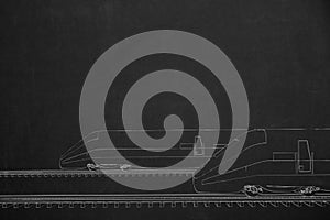 Side by side race from two trains illustrated with chalk