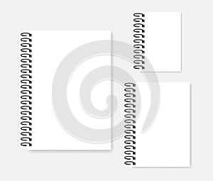 Side spiral empty white notepad mockup set - A4  A5  A6 sizes