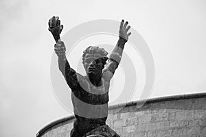 Side statue of the Liberty Statue (Freedom Statue) of Budapest, Hungary