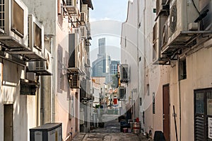 Side street of Tanjong Pagar historic district in Singapore photo