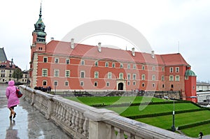 Side Street View of Royal Castle in Warsaw, Poland