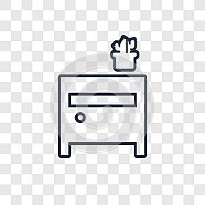 Side table concept vector linear icon isolated on transparent ba